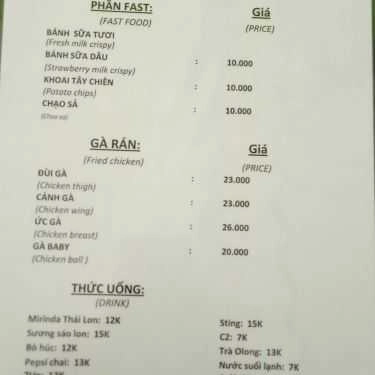 Thực đơn- Cafe Du Kin - Thế Giới Kem