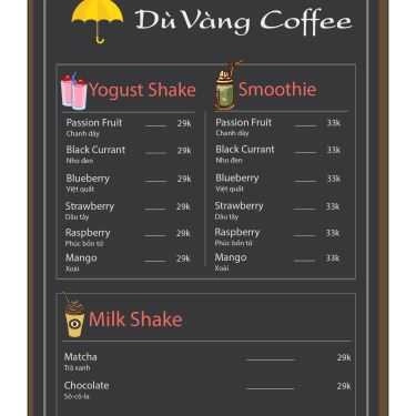 Thực đơn- Dù Vàng Coffee