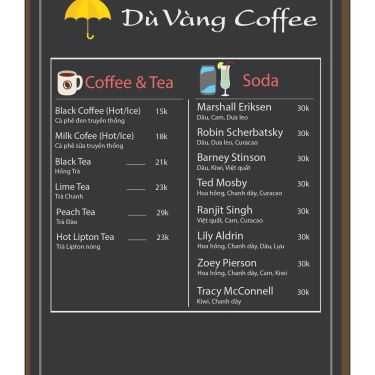 Thực đơn- Dù Vàng Coffee