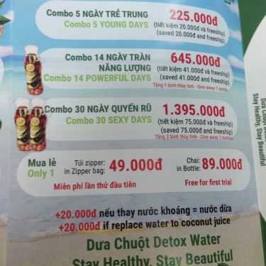 Thực đơn- Dưa Chuột Detox Water - Shop Online