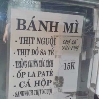 Thực đơn- Tiệm Bánh Dũng Thủy - Lò Bánh Mì