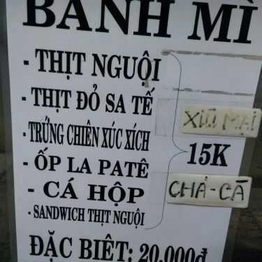 Thực đơn- Tiệm Bánh Dũng Thủy - Lò Bánh Mì