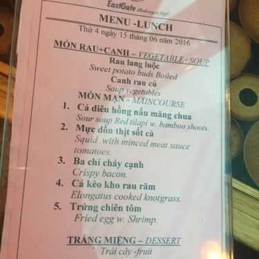 Thực đơn- Tiệm Bánh Eastgate Bakery & Cafe