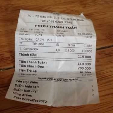 Tổng hợp- Effoc Cafe - Bàu Cát