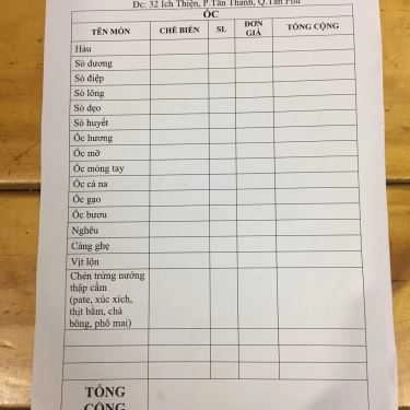 Thực đơn- Ăn vặt Family - Ốc & Xiên Que