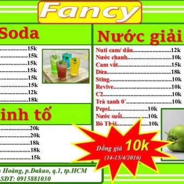Thực đơn- Ăn vặt Fancy - Sinh Tố & Soda