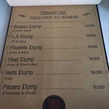 Thực đơn- FiB Dump Coffee - Lê Bình