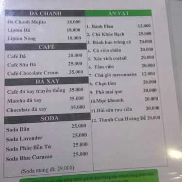 Thực đơn- Cafe Cha For Us - Trà Sữa & Ăn Vặt