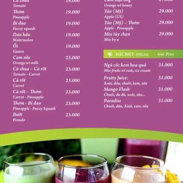 Thực đơn- Cafe Fruit Station - Đinh Tiên Hoàng