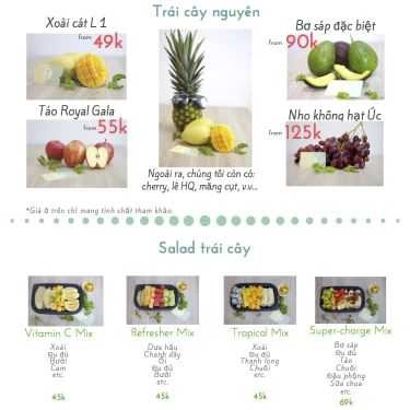 Thực đơn- Ăn vặt Fruits+ - Trái Cây & Sinh Tố