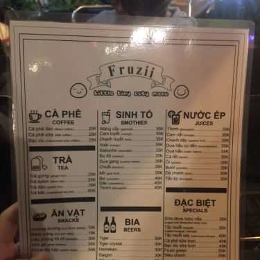 Thực đơn- Fruzii - Smoothies Juices & Coffee - Bạch Đằng