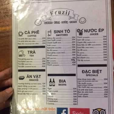 Thực đơn- Fruzii - Smoothies Juices & Coffee - Bạch Đằng