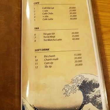 Thực đơn- Cafe Futomi Nara Kissaten - Trà Quán Nhật