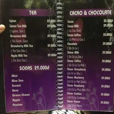 Thực đơn- G Coffee - Lý Tự Trọng