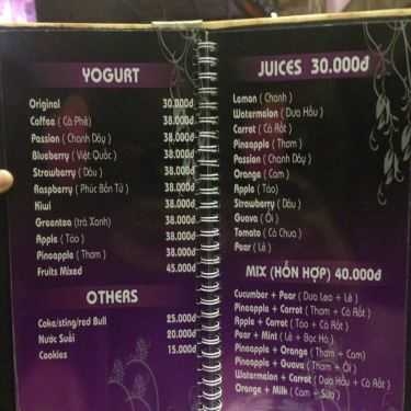 Thực đơn- G Coffee - Lý Tự Trọng