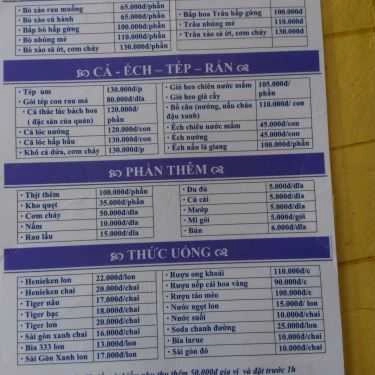 Thực đơn- Quán Nhậu Quán Gà Nòi Hầm Sả