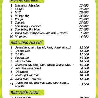 Thực đơn- Ăn vặt Gà Rán Dodofood