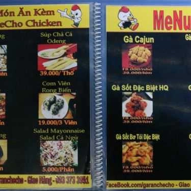 Thực đơn- Ăn vặt Gà Rán Hàn Quốc