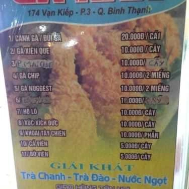 Thực đơn- Ăn vặt Gà Rán - Vạn Kiếp