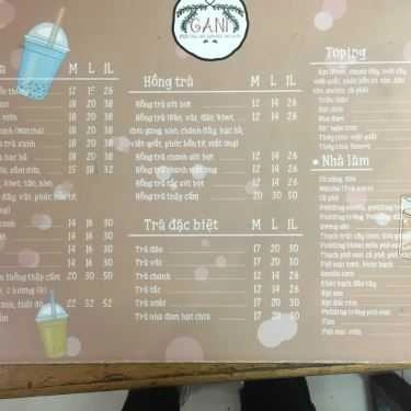 Thực đơn- Cafe Trà Sữa Gani - Đường Số 4