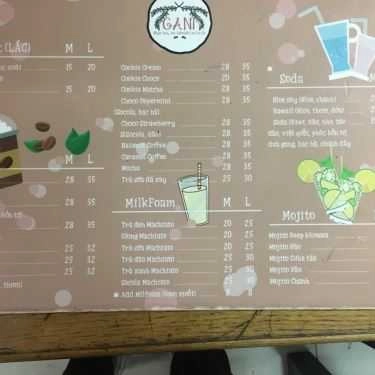 Thực đơn- Cafe Trà Sữa Gani - Đường Số 4