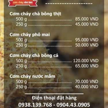 Thực đơn- Ăn vặt Gạo - Cơm Cháy Nhà Làm