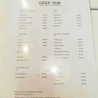 Thực đơn- Geek Hub - Workspace & Cafeteria - Huỳnh Văn Bánh