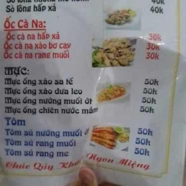 Thực đơn- Quán Nhậu Ghé Ốc Đêm