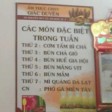 Thực đơn- Quán Ăn Giác Duyên - Nhà Hàng Chay - Vegetarian
