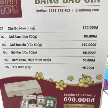 Thực đơn- Giăm Bông - Chả Bò & Chả Lụa - Shop Online