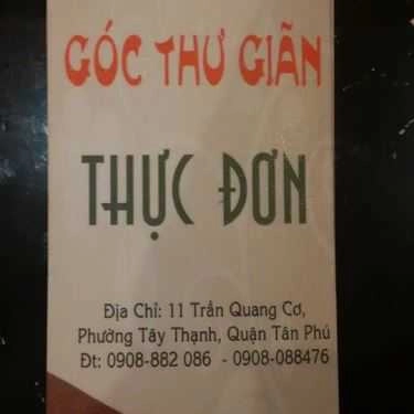 Thực đơn- Góc Thư Giãn Coffee - Trần Quang Cơ
