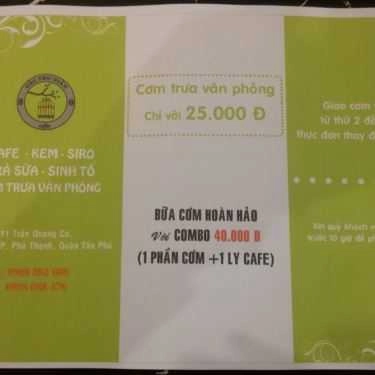 Thực đơn- Góc Thư Giãn Coffee - Trần Quang Cơ