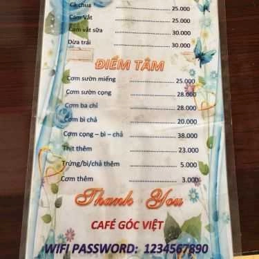 Thực đơn- Góc Việt Coffee