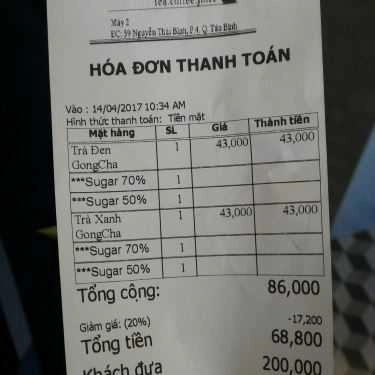 Tổng hợp- Cafe Trà Sữa Gong Cha - 貢茶 - Nguyễn Thái Bình