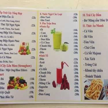 Thực đơn- Cafe Good For Health - Sinh Tố & Ăn Vặt