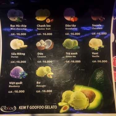 Thực đơn- Cafe Goofoo Gelato - Kem Ý