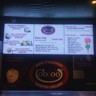 Thực đơn- Cafe Goofoo Gelato - Kem Ý