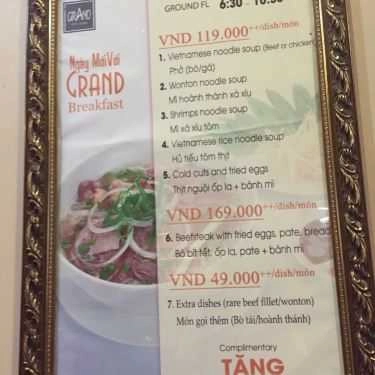 Thực đơn- Grand Hotel Saigon