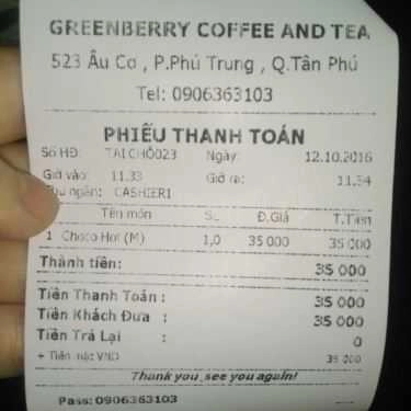 Tổng hợp- Greenberry Coffee & Tea