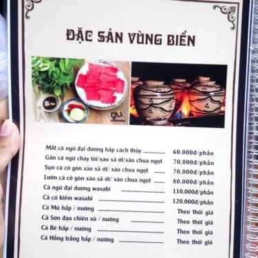 Thực đơn- Quán Nhậu Gu Nhậu Đúng Chất - Nhậu Bình Dân