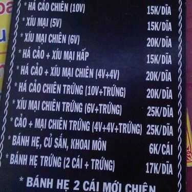 Thực đơn- Ăn vặt Há Cảo Chi Lăng - Lê Quang Sung