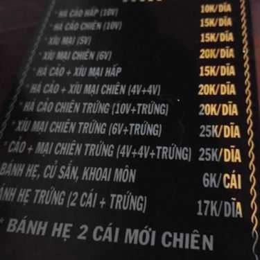 Thực đơn- Ăn vặt Há Cảo - Lê Quang Sung