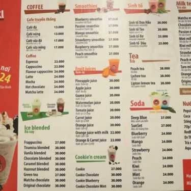 Thực đơn- Haki Coffee - Nguyễn Chánh Sắt
