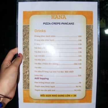 Thực đơn- Ăn vặt Hana - Pizza Crepe & Trà Đào
