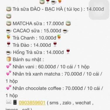 Thực đơn- Haniee's Food - Shop Online