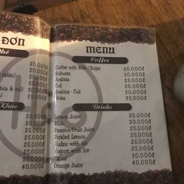 Thực đơn- Hào Cafe