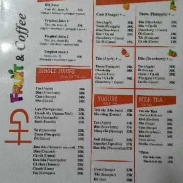 Thực đơn- HD Fruit & Coffee - Cà Phê 3 Tầng