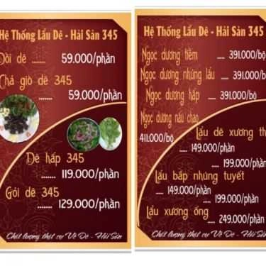 Thực đơn- Quán Nhậu Hệ Thống Lẩu Dê - Hải Sản 345