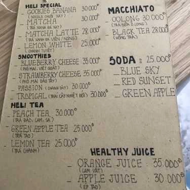 Thực đơn- Helicopter Cafe