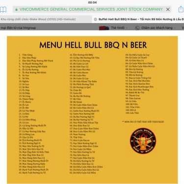Thực đơn- Buffet Hell Bull - BBQ & Beer